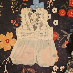 Cynthia Rowley Cream Lace Top